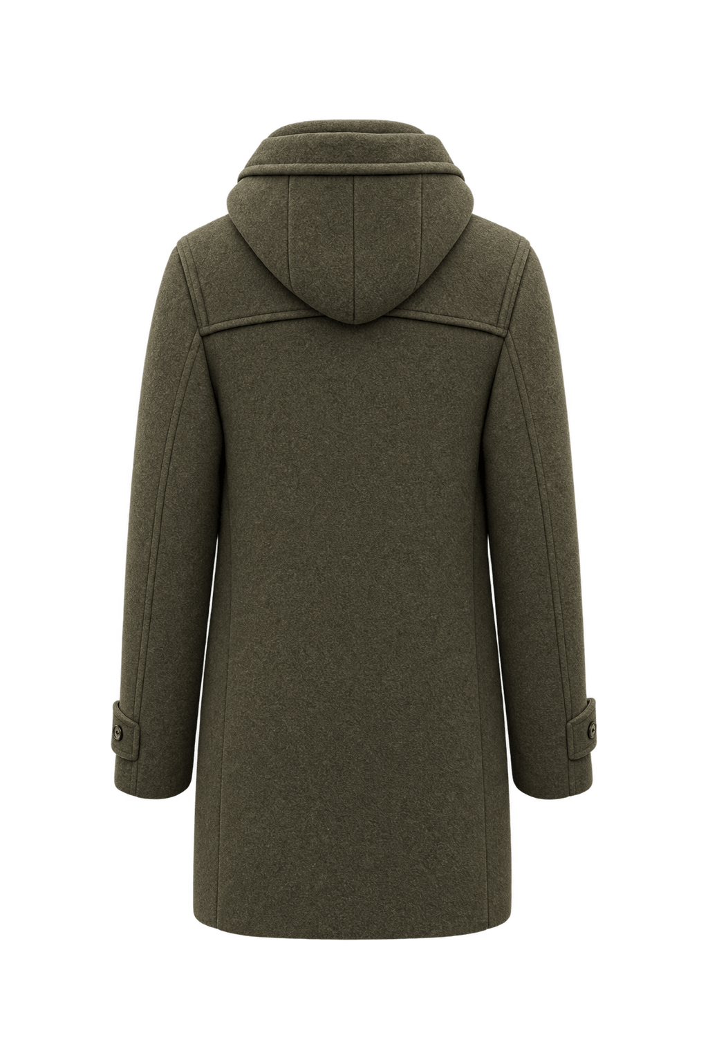1980s Muted Olive Green Wool Coat - Back View