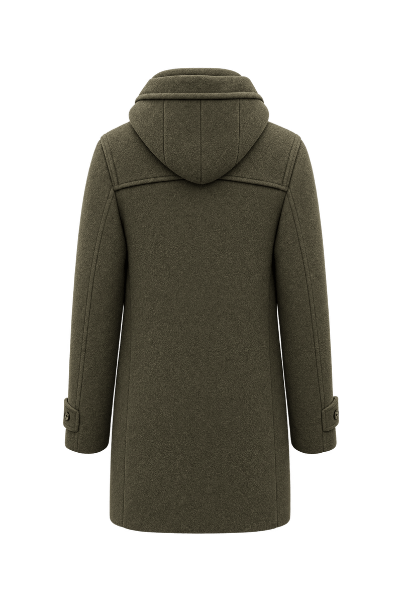 1980s Muted Olive Green Wool Coat - Back View
