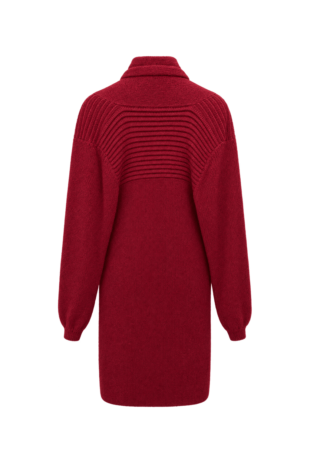 1980s Deep Burgundy Red Yarn Knit Cardigan - Back View