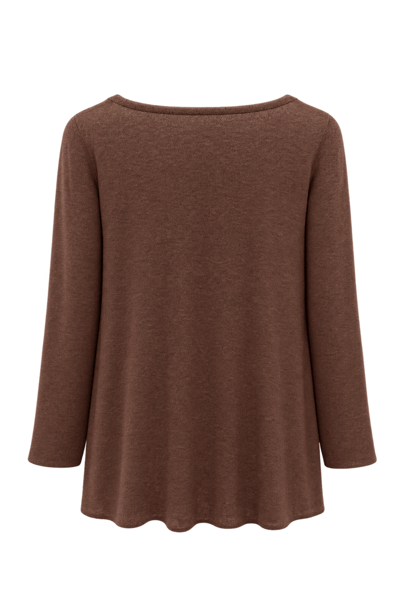 1990s Chocolate Brown Fine Yarn Knit Tunic - Back View