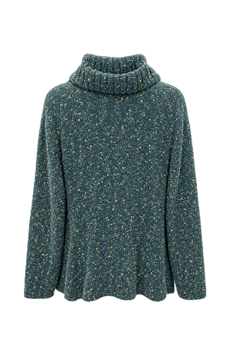 1980s Deep Teal Blue Knit Sweater - Back View