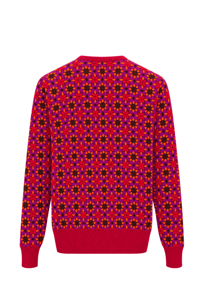 1980s Magenta Red Knit Sweater - Back View