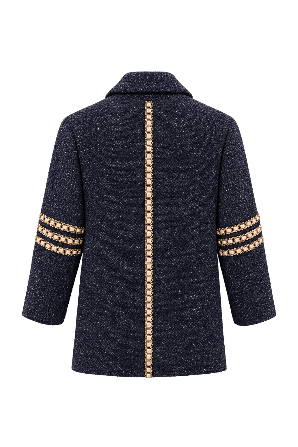 1980s Dark Navy Blue Woven Fabric Jacket - Back View