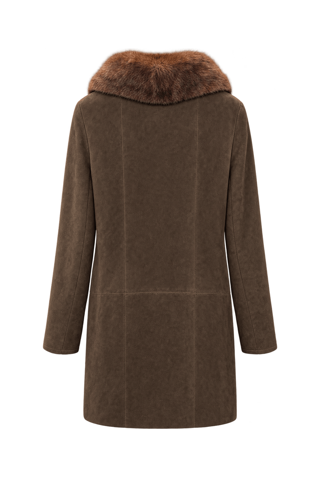 1960s Dark Chocolate Brown Suede Coat - Back View