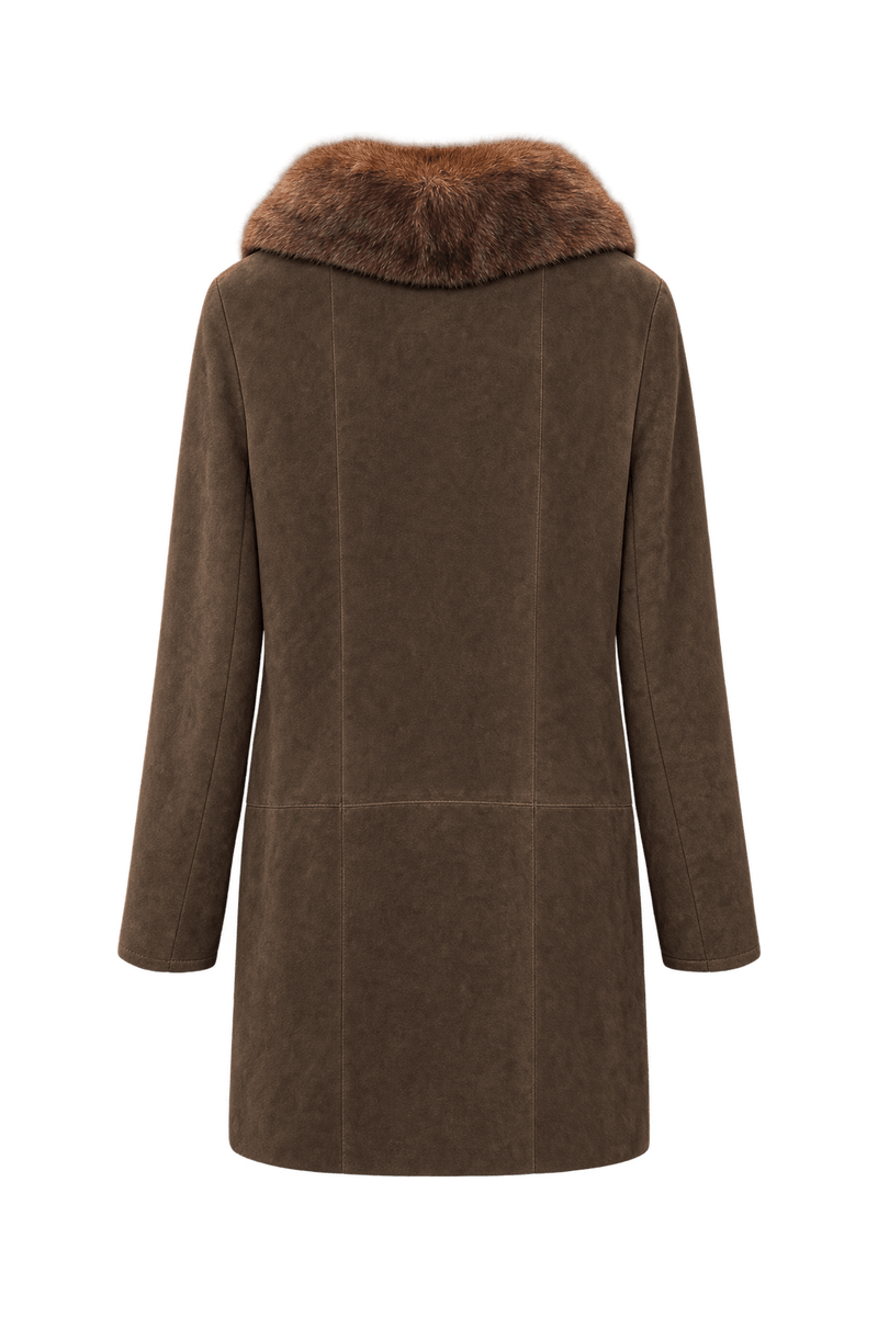 1960s Dark Chocolate Brown Suede Coat - Back View