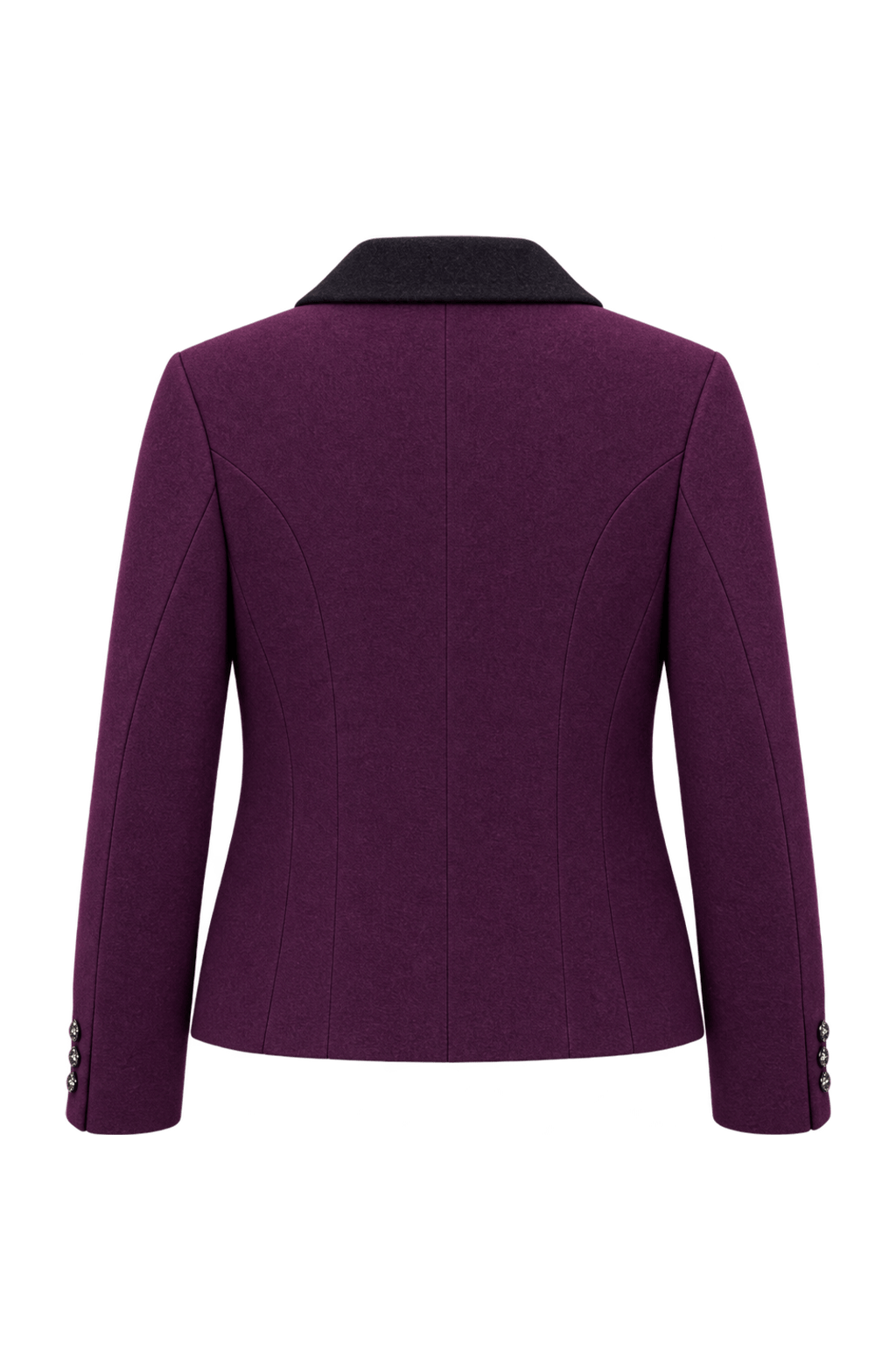 1980s Deep Plum Purple Wool Jacket - Back View
