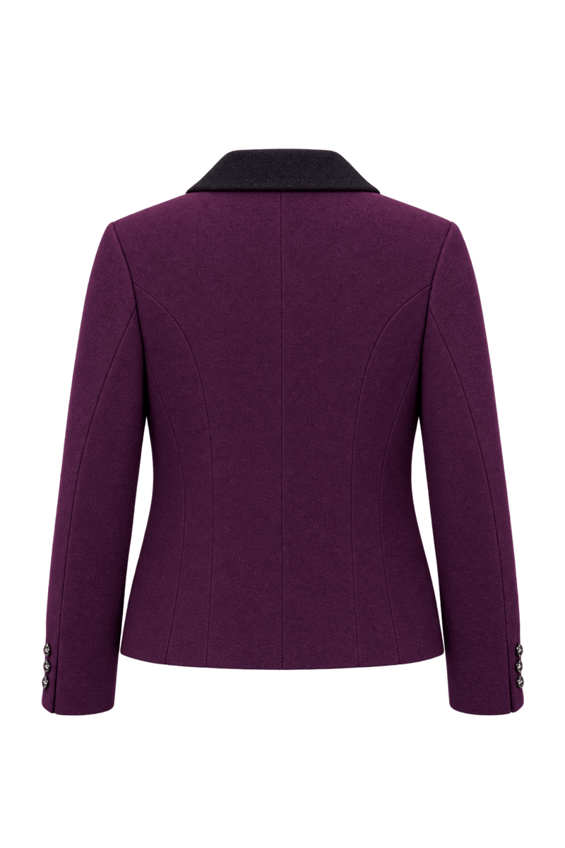 1980s Deep Plum Purple Wool Jacket - Back View