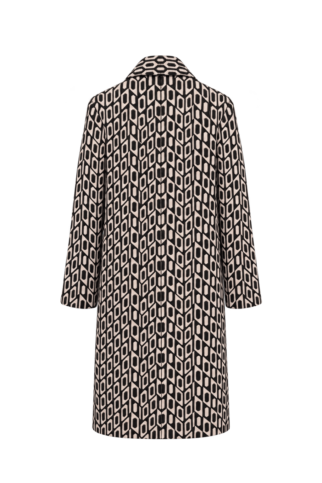 1960s Black Cream Woven Coat - Back View