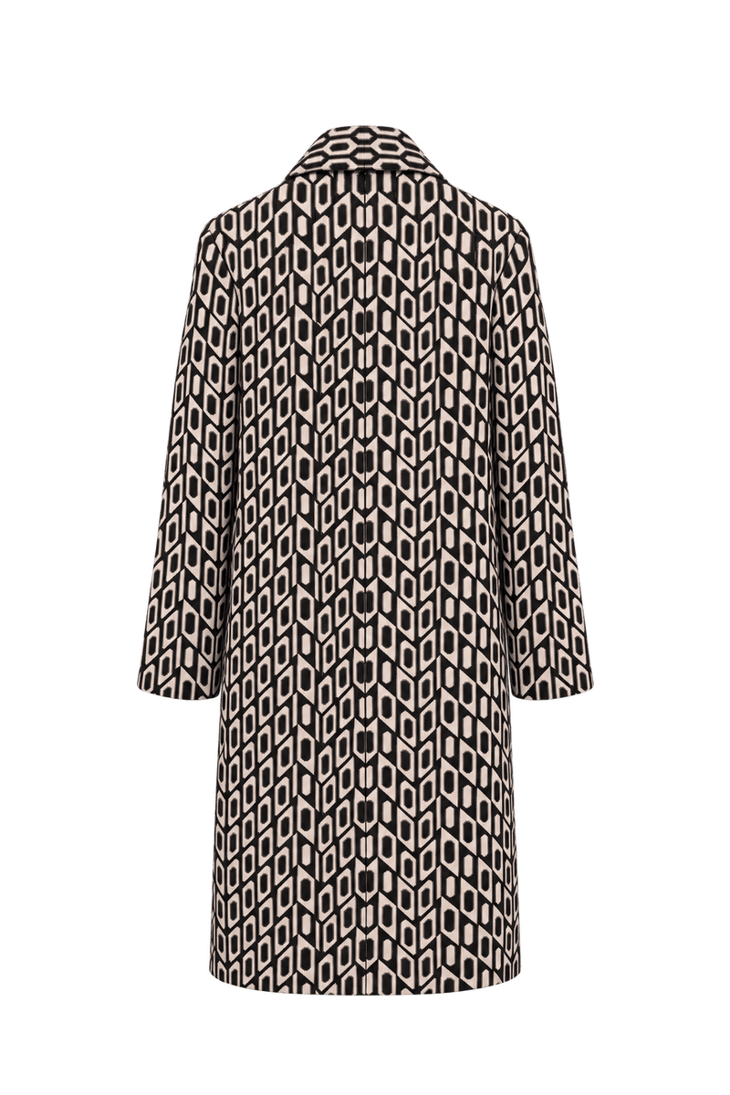 1960s Black Cream Woven Coat - Back View