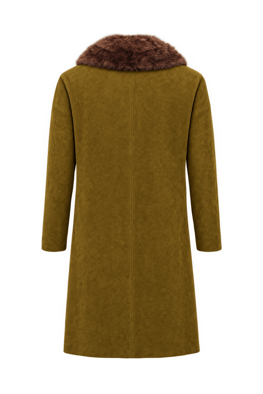 1960s Olive Brown Suede Coat - Back View