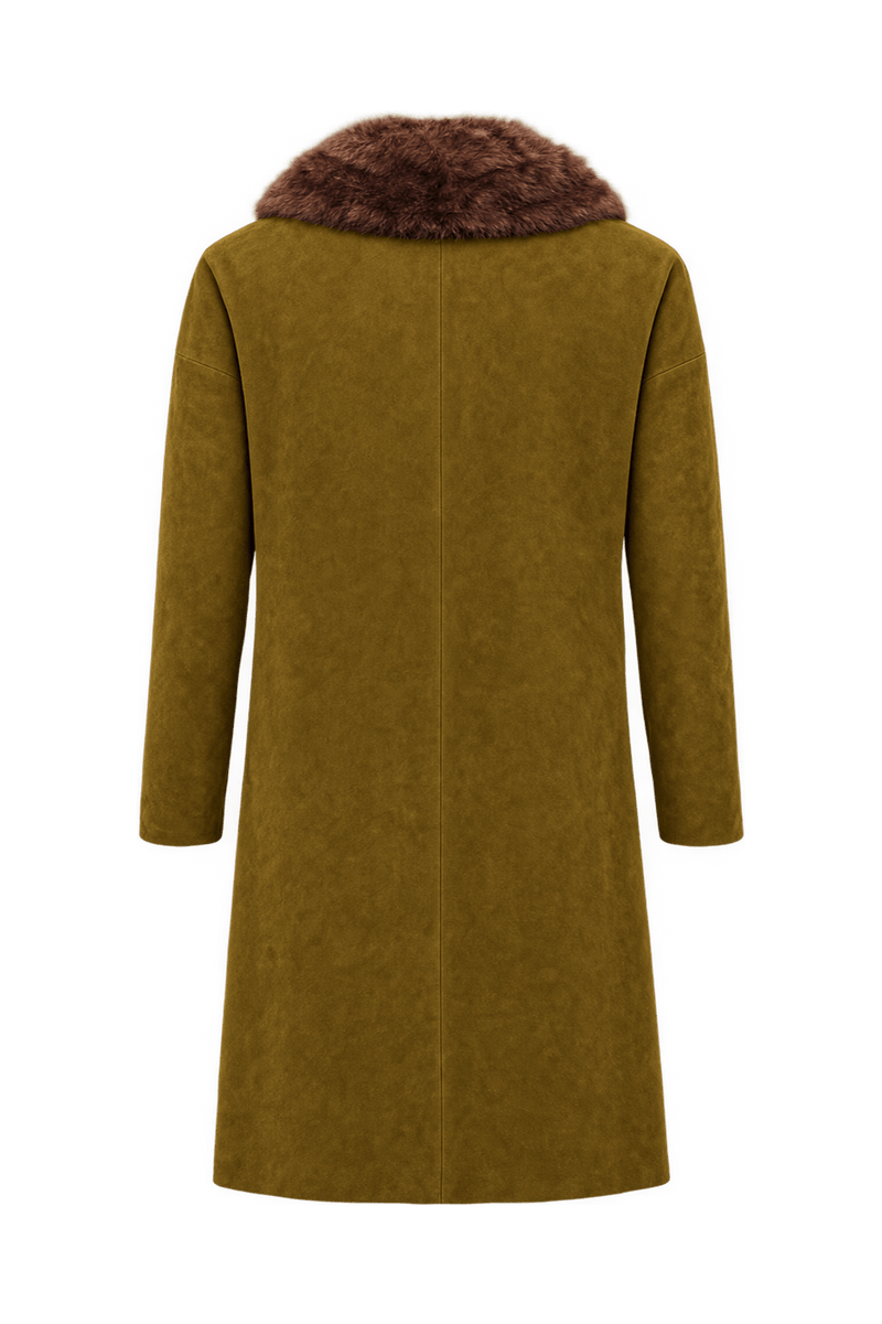 1960s Olive Brown Suede Coat - Back View