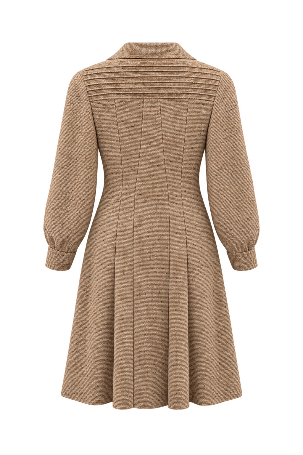1960s Warm Tan Wool Coat - Back View