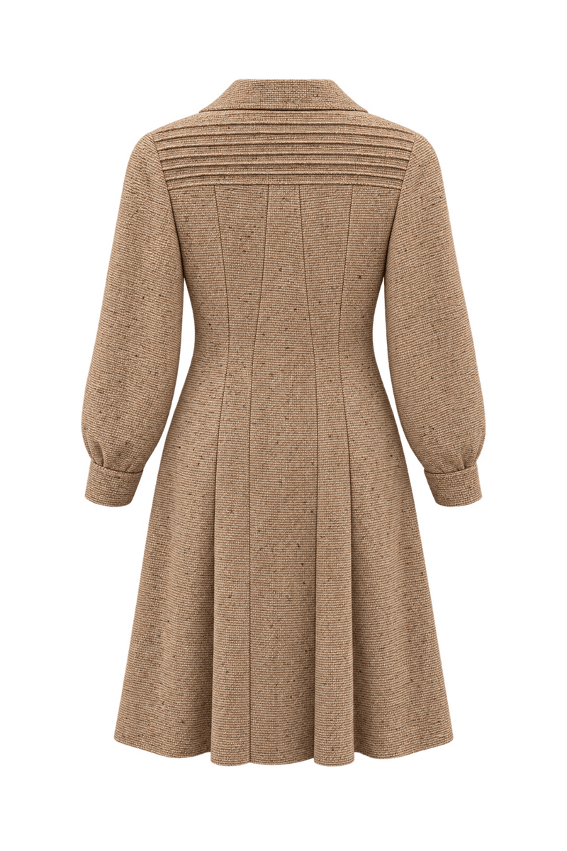 1960s Warm Tan Wool Coat - Back View
