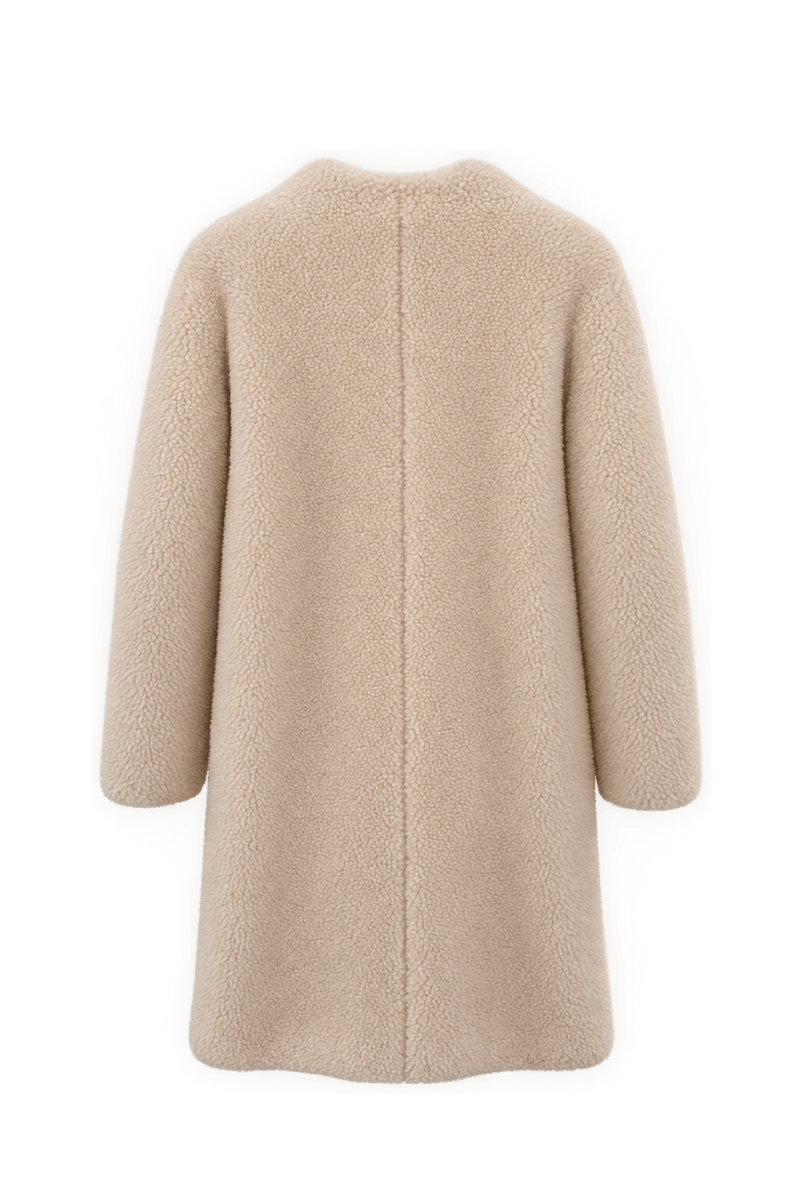 1990s Warm Ivory Cream Shearling Fur Coat - Back View