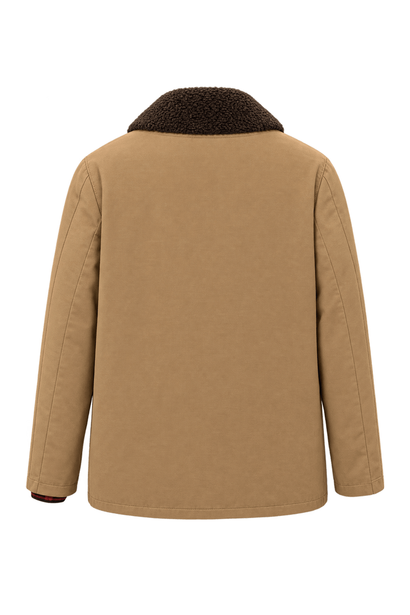 1980s Camel Tan Woven Fabric Jacket - Back View