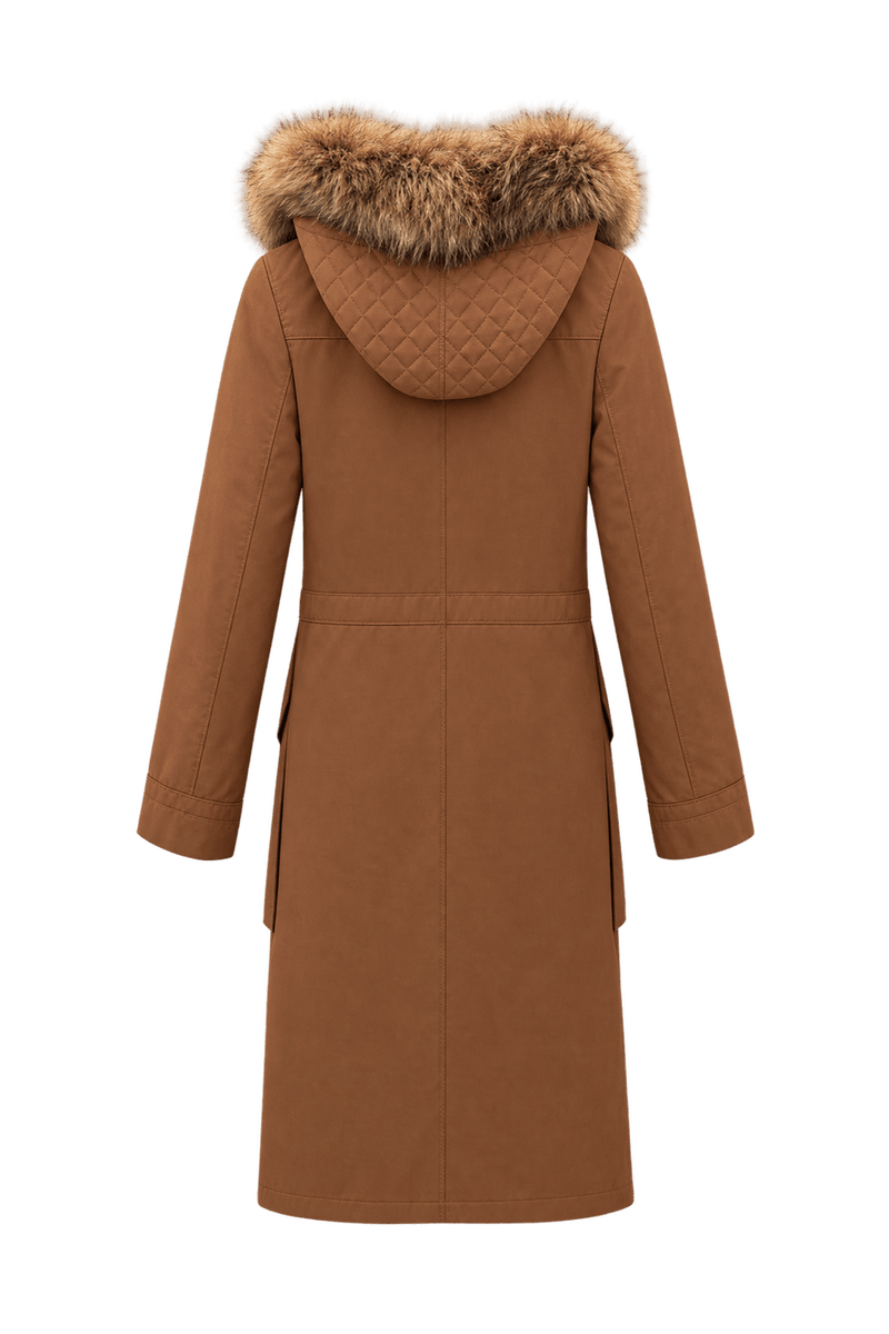 1980s Warm Medium Brown Woven Fabric Coat - Back View
