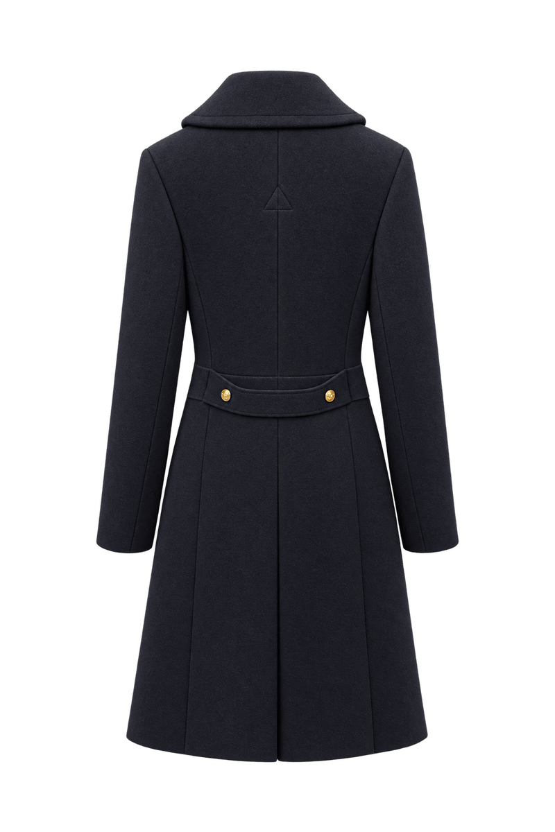 1940s Dark Navy Blue Wool-Like Coat - Back View