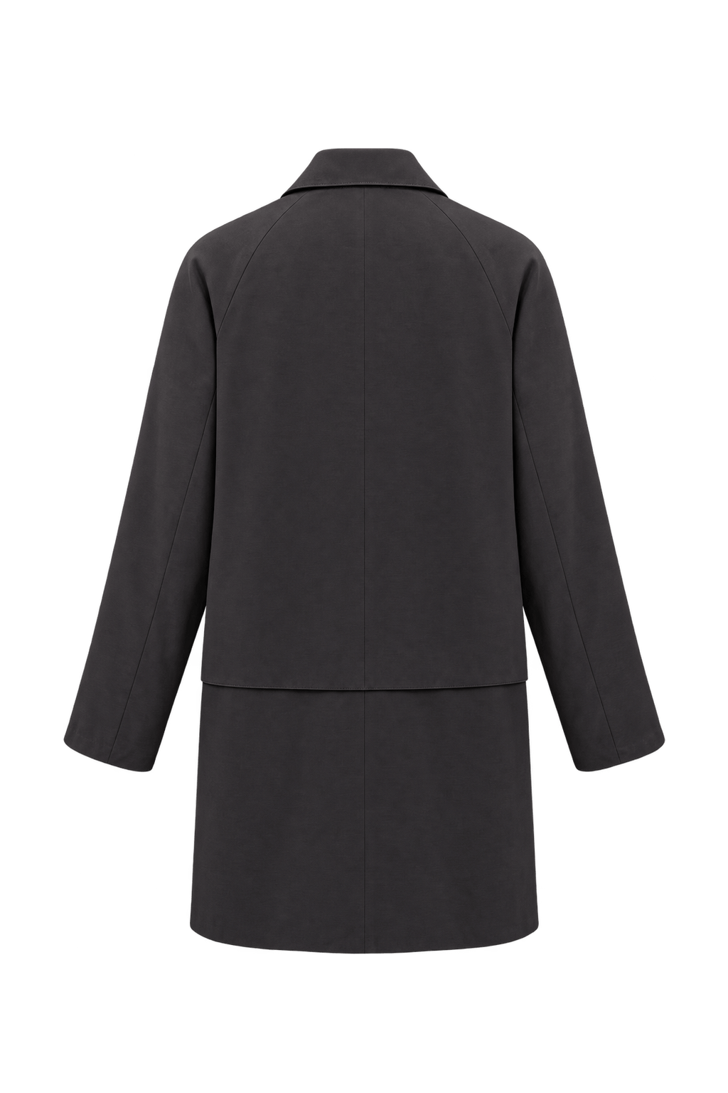 1990s Dark Charcoal Woven Trench Coat - Back View