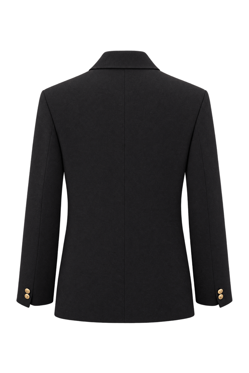 1980s Black Woven Fabric Blazer - Back View