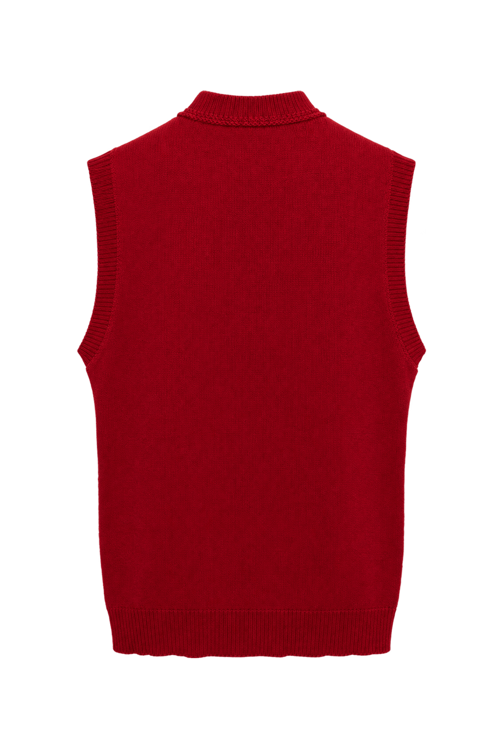 1990s Deep Red Knit Vest - Back View