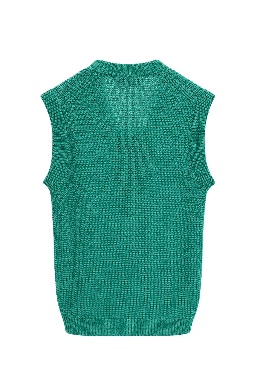1990s Teal Green Knit Vest - Back View
