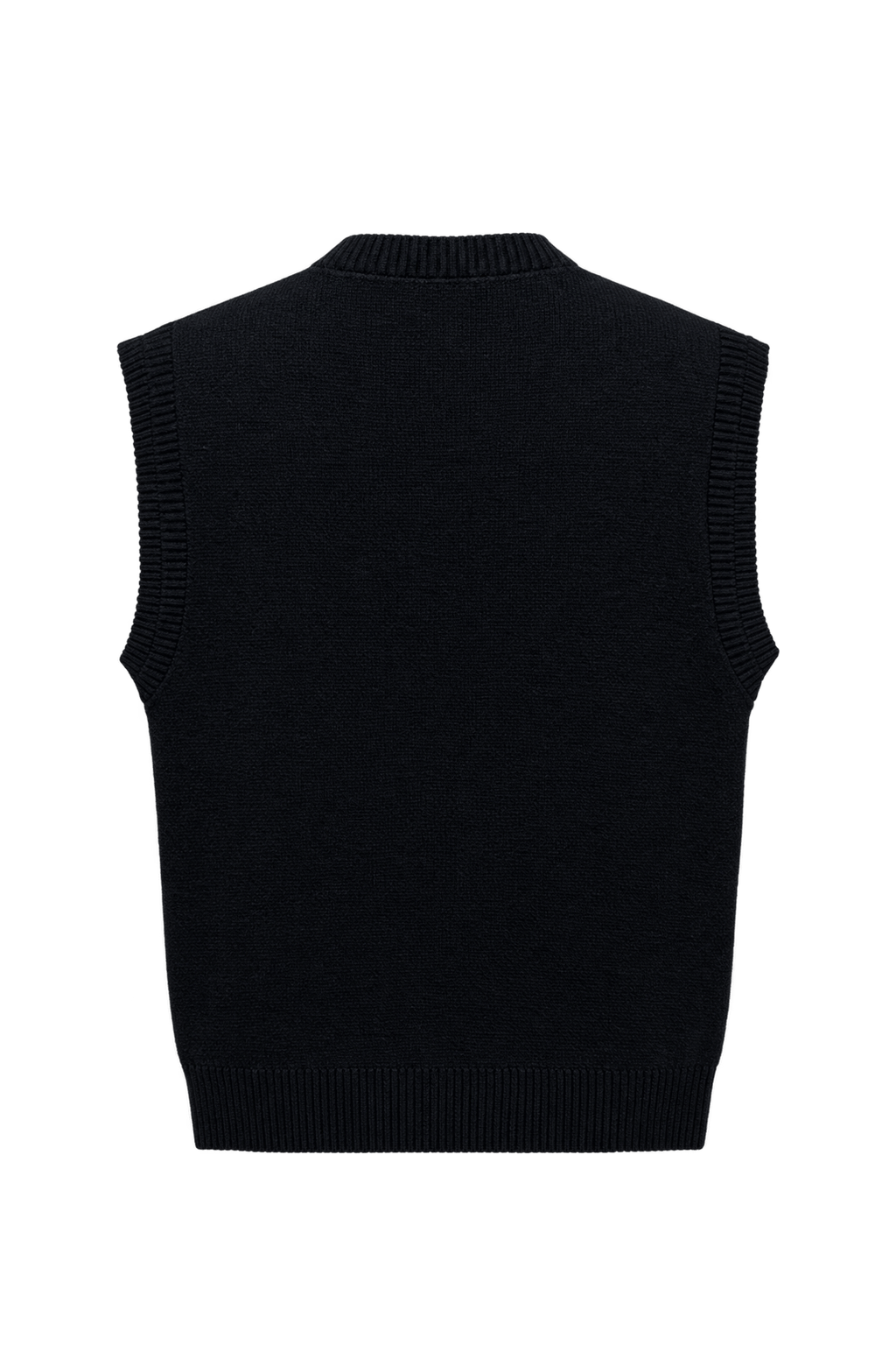 1990s Black Knit Vest - Back View