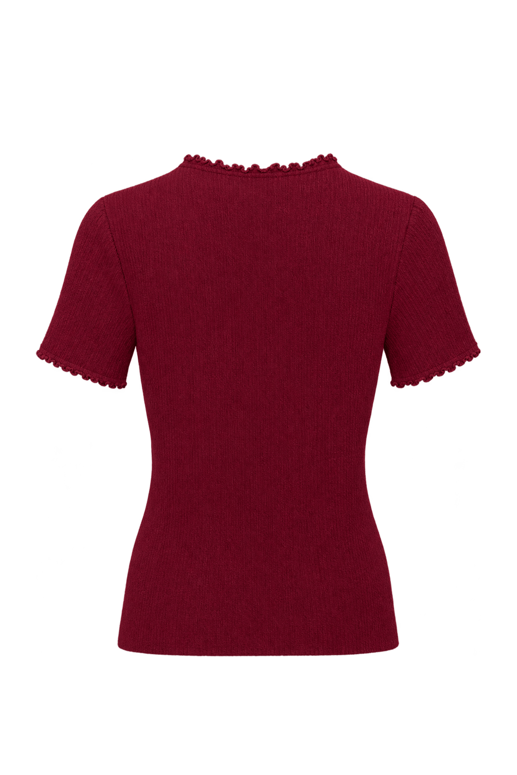 1990s Deep Burgundy Knit T-Shirt - Back View