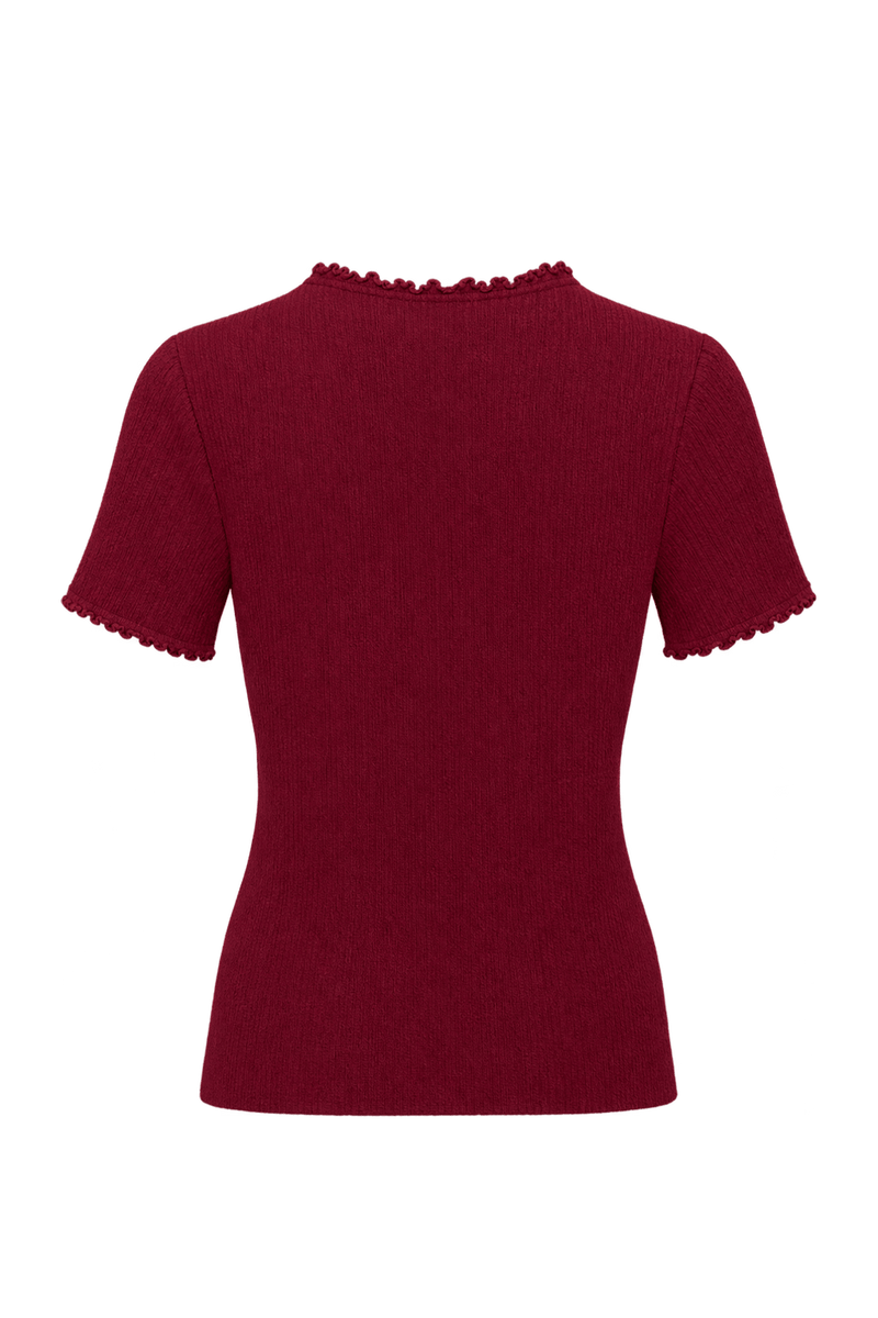 1990s Deep Burgundy Knit T-Shirt - Back View
