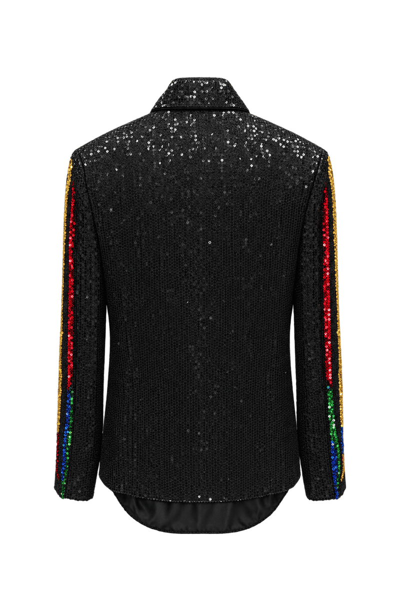 1980s Black Sequin Women's Jacket - Back View