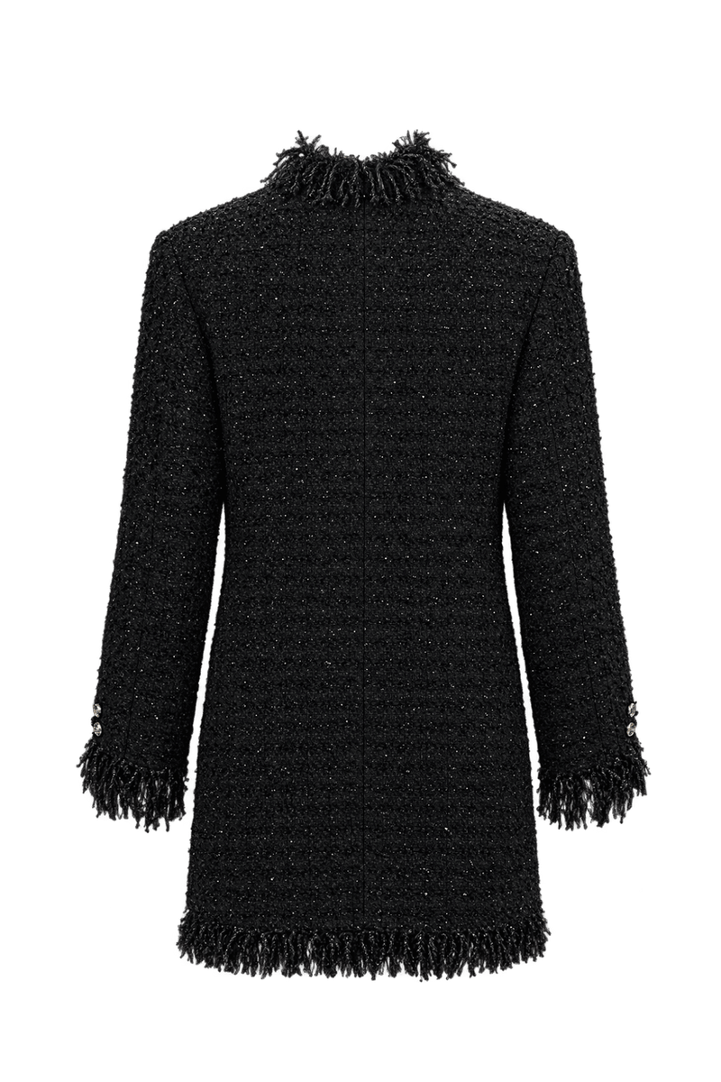 1980s Black Unverified Textured Jacket - Back View
