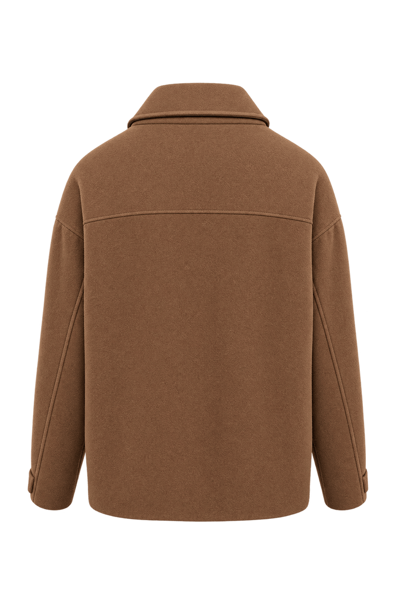 1990s Warm Camel Brown Wool Jacket - Back View