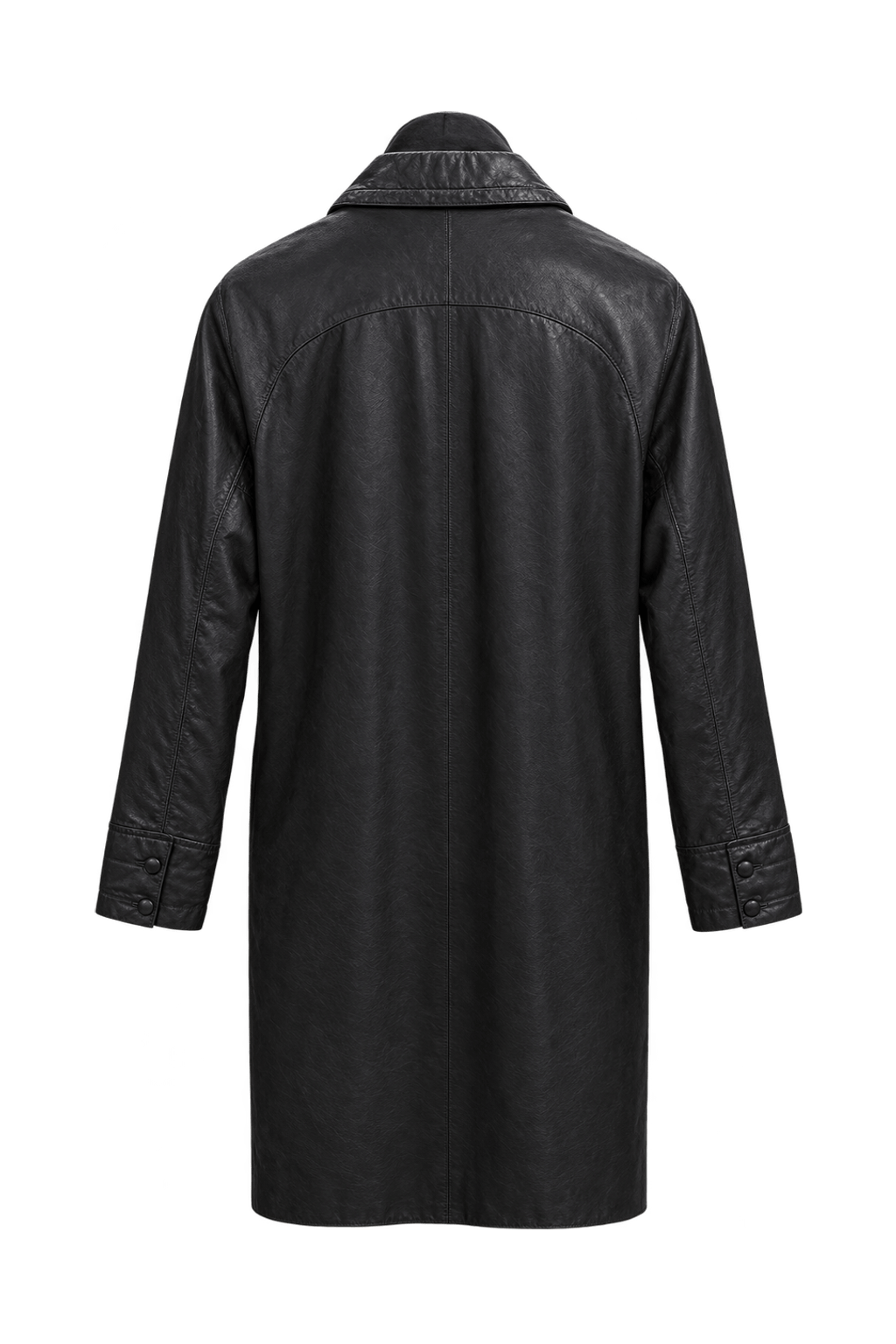 1990s Black Leather Coat - Back View