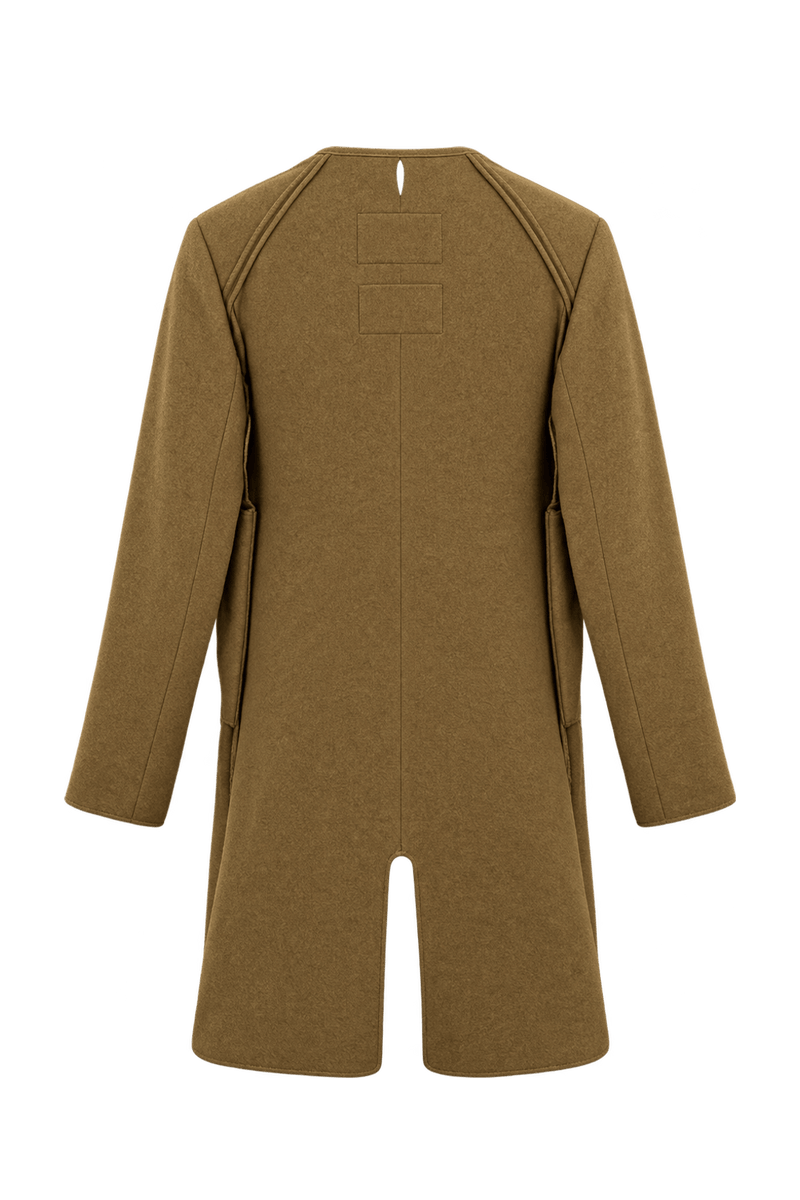 1980s Camel Tan Wool Blend Coat - Back View