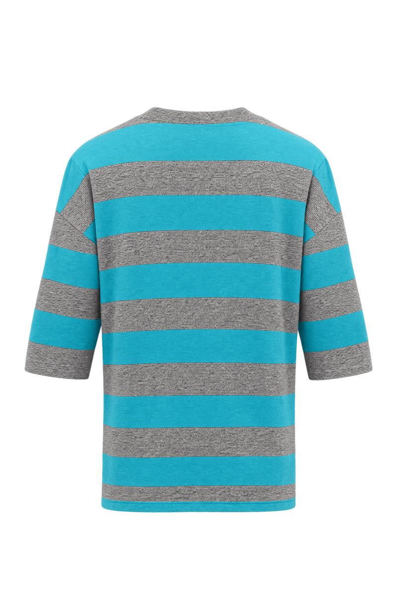 1990s Bright Turquoise Cotton Knit T-Shirt - Back View