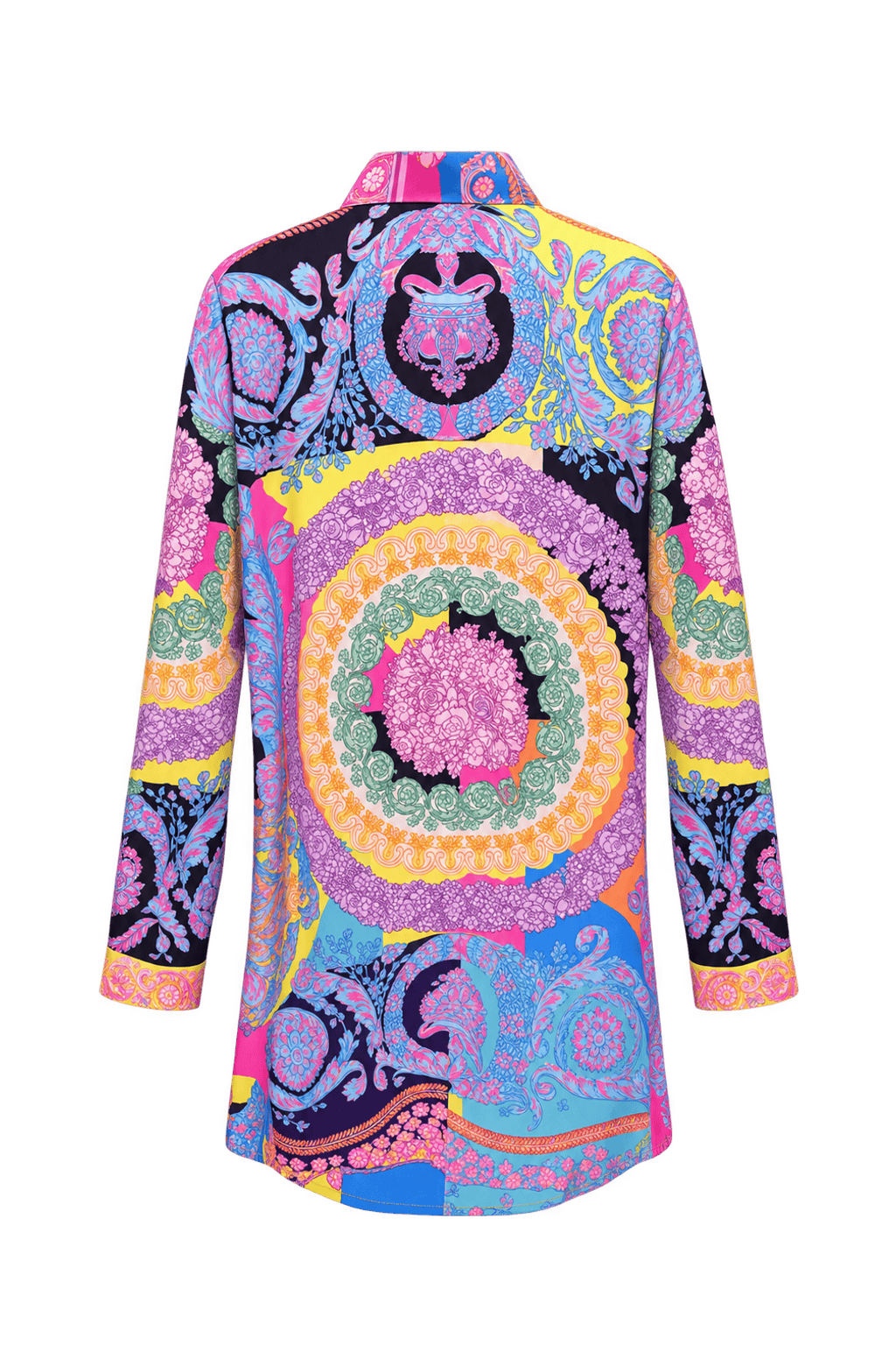 1990s Hot Pink & Blue Unverified Fabric Tunic - Back View