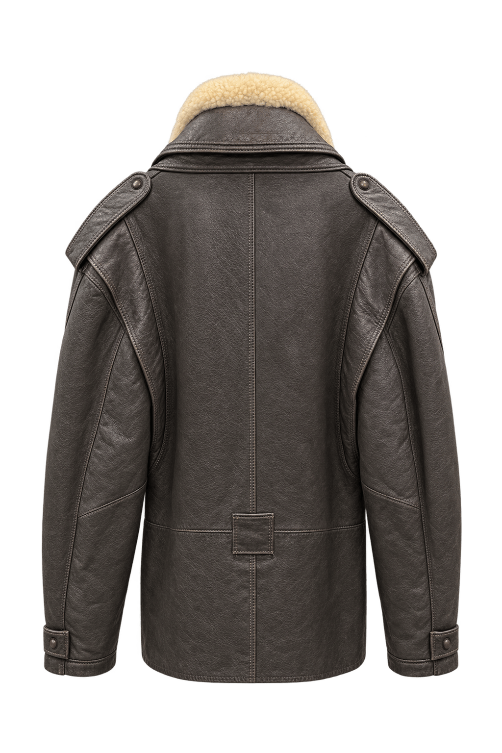 1980s Dark Chocolate Brown Leather Jacket - Back View