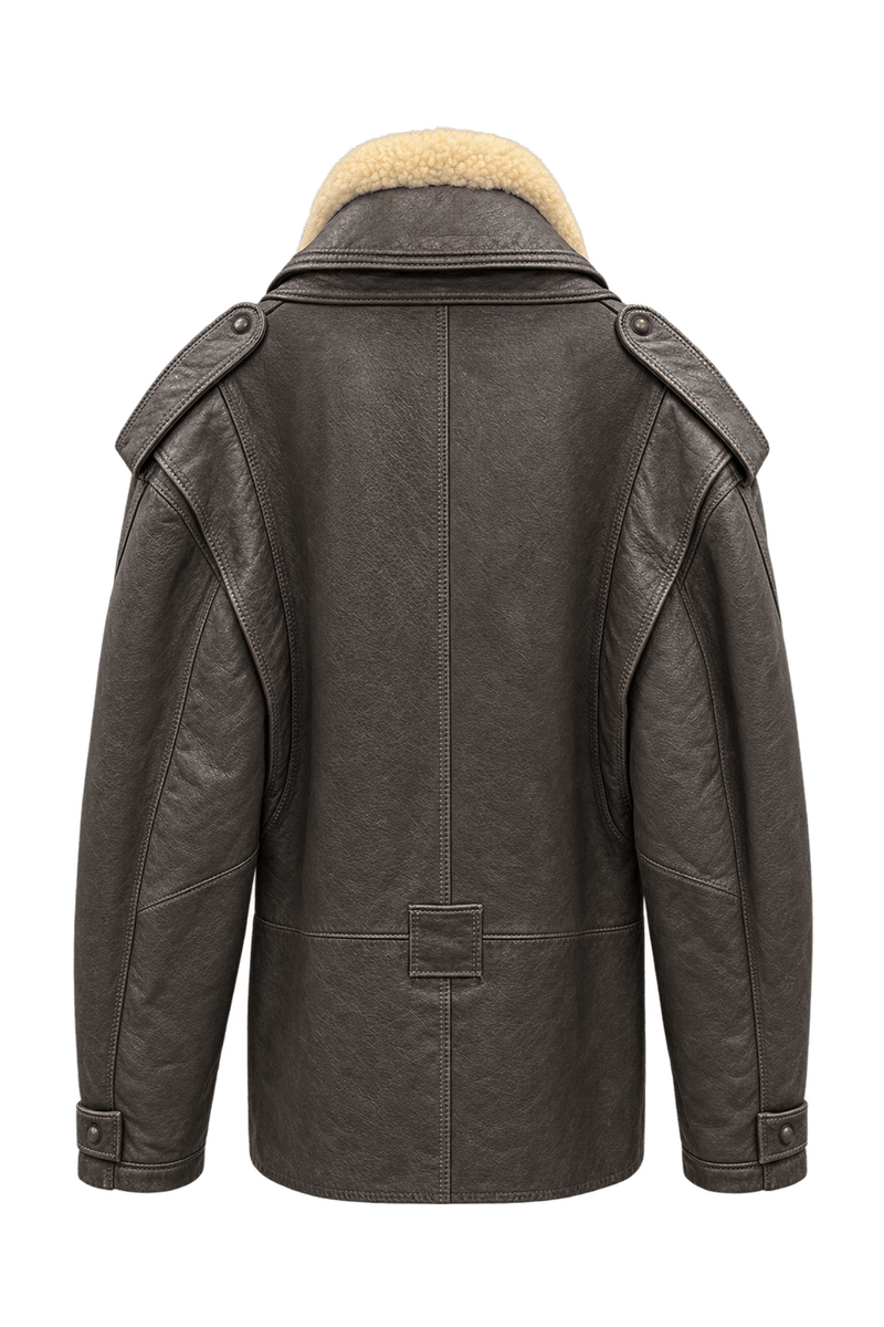 1980s Dark Chocolate Brown Leather Jacket - Back View