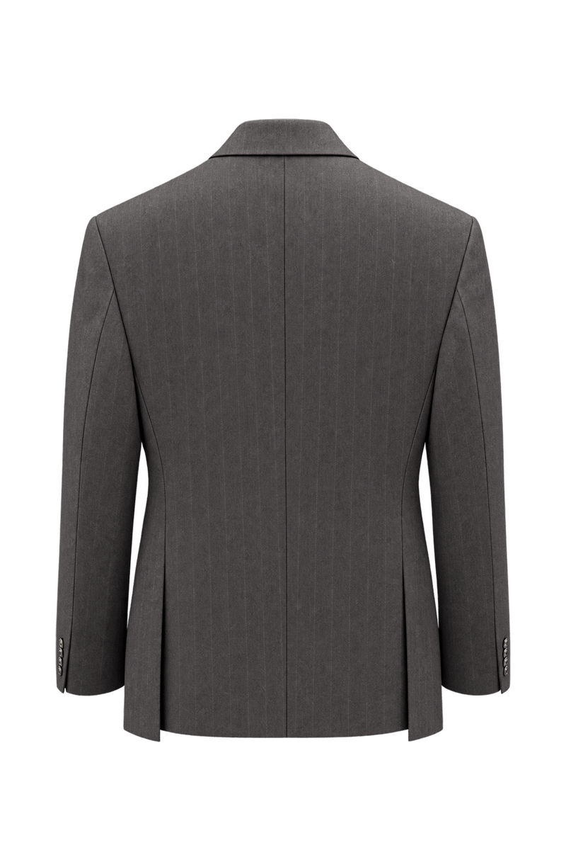 1980s Charcoal Brown Woven Blazer - Back View