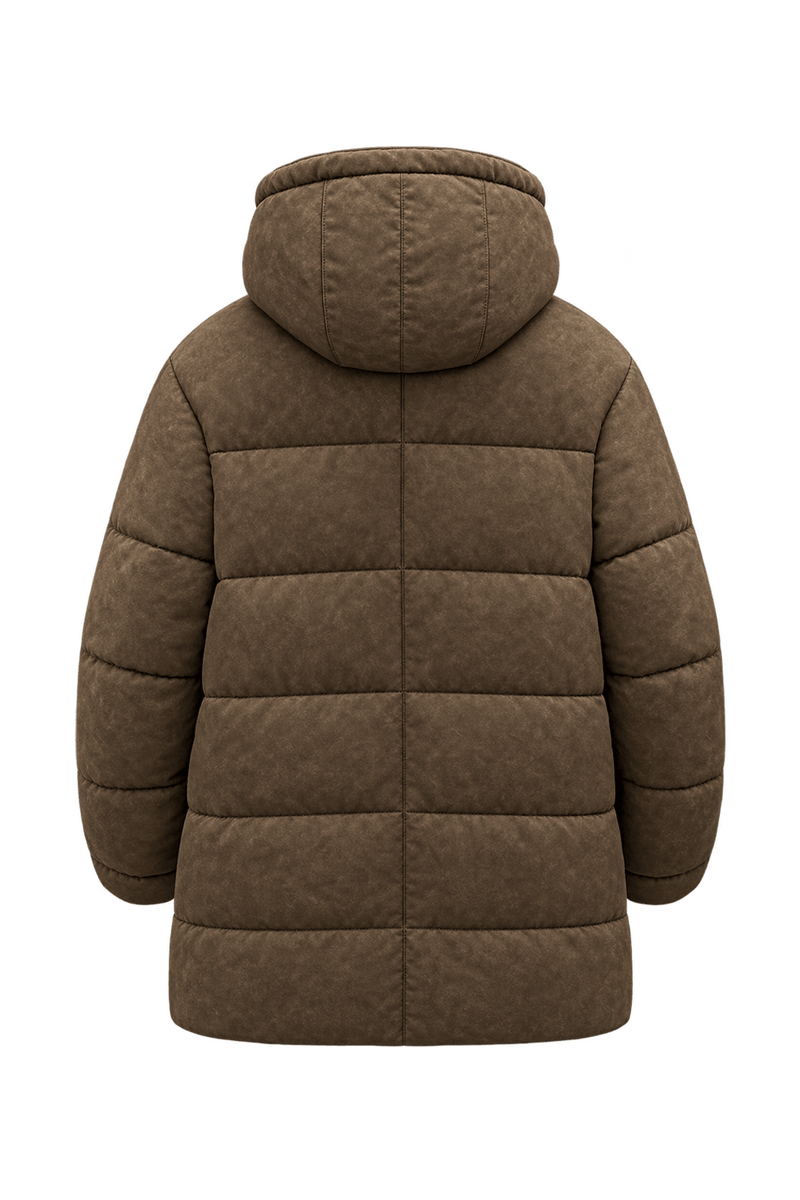 1990s Weathered Medium Brown Suede Parka - Back View