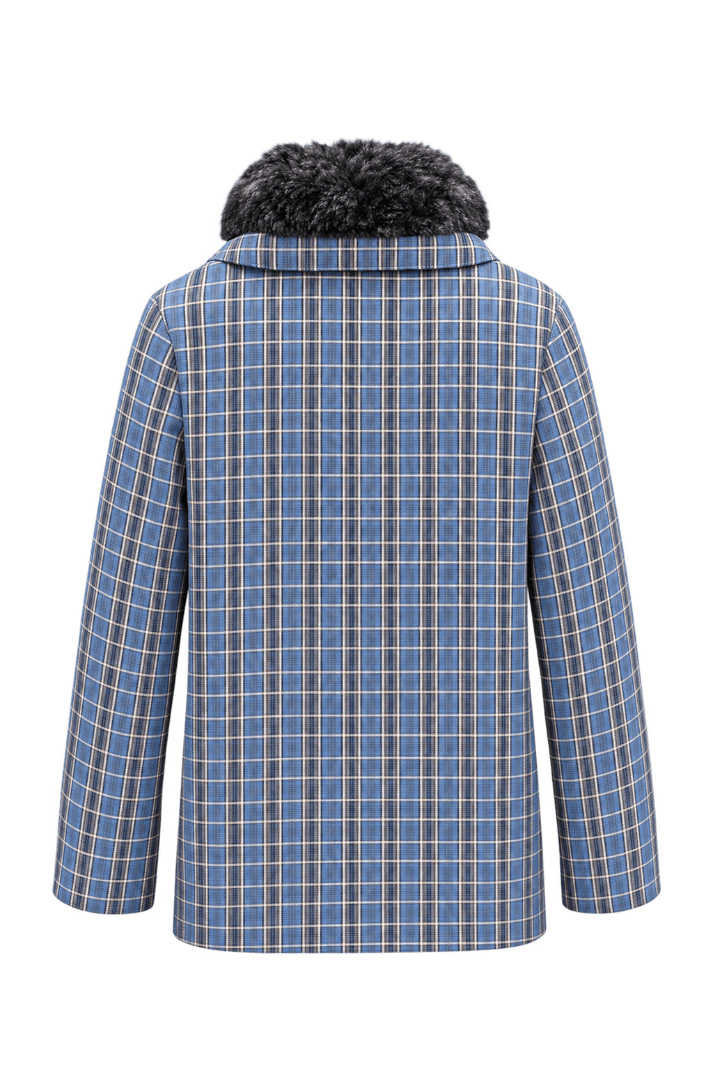 1950s Medium Blue Woven Fabric Jacket - Back View