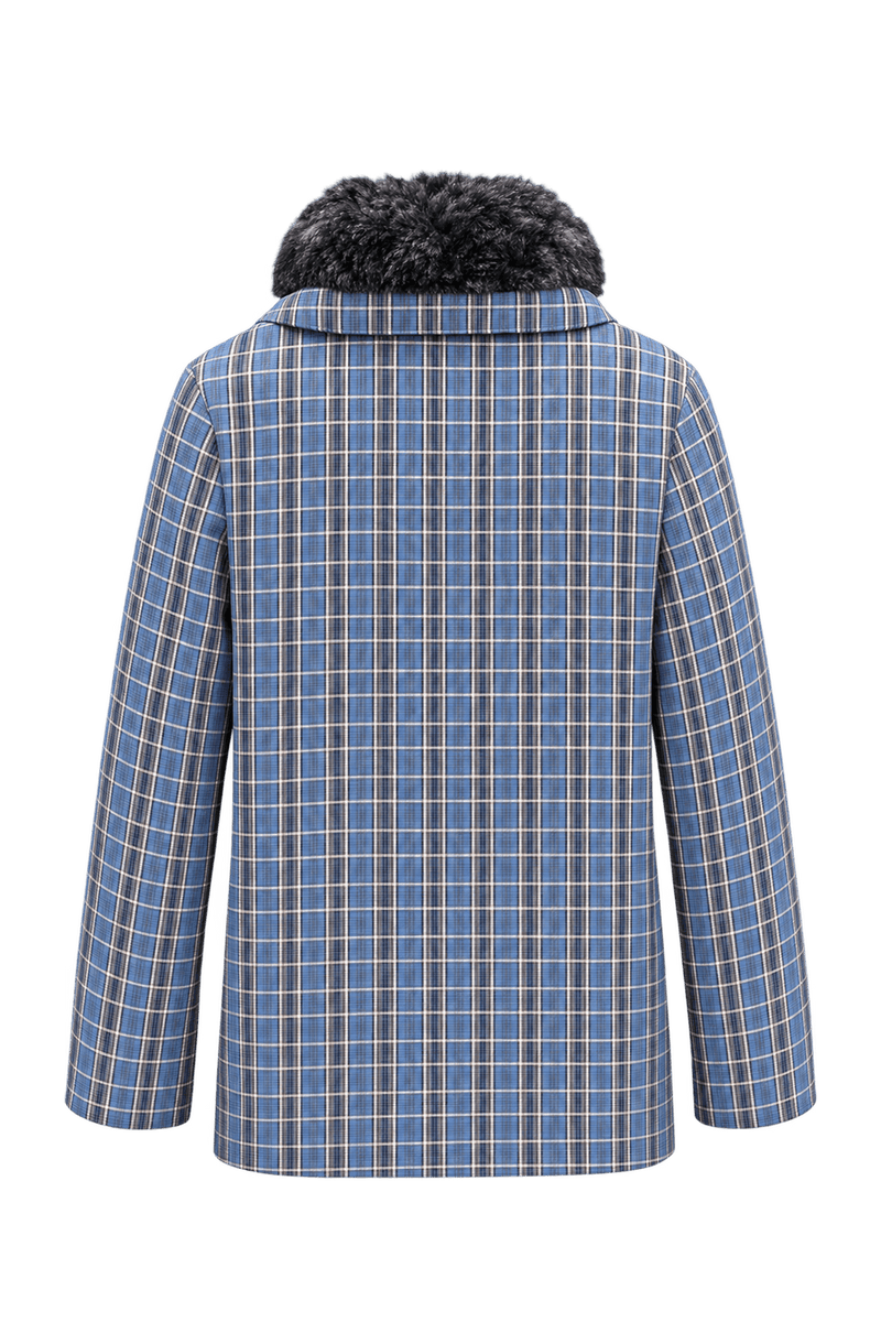 1950s Medium Blue Woven Fabric Jacket - Back View