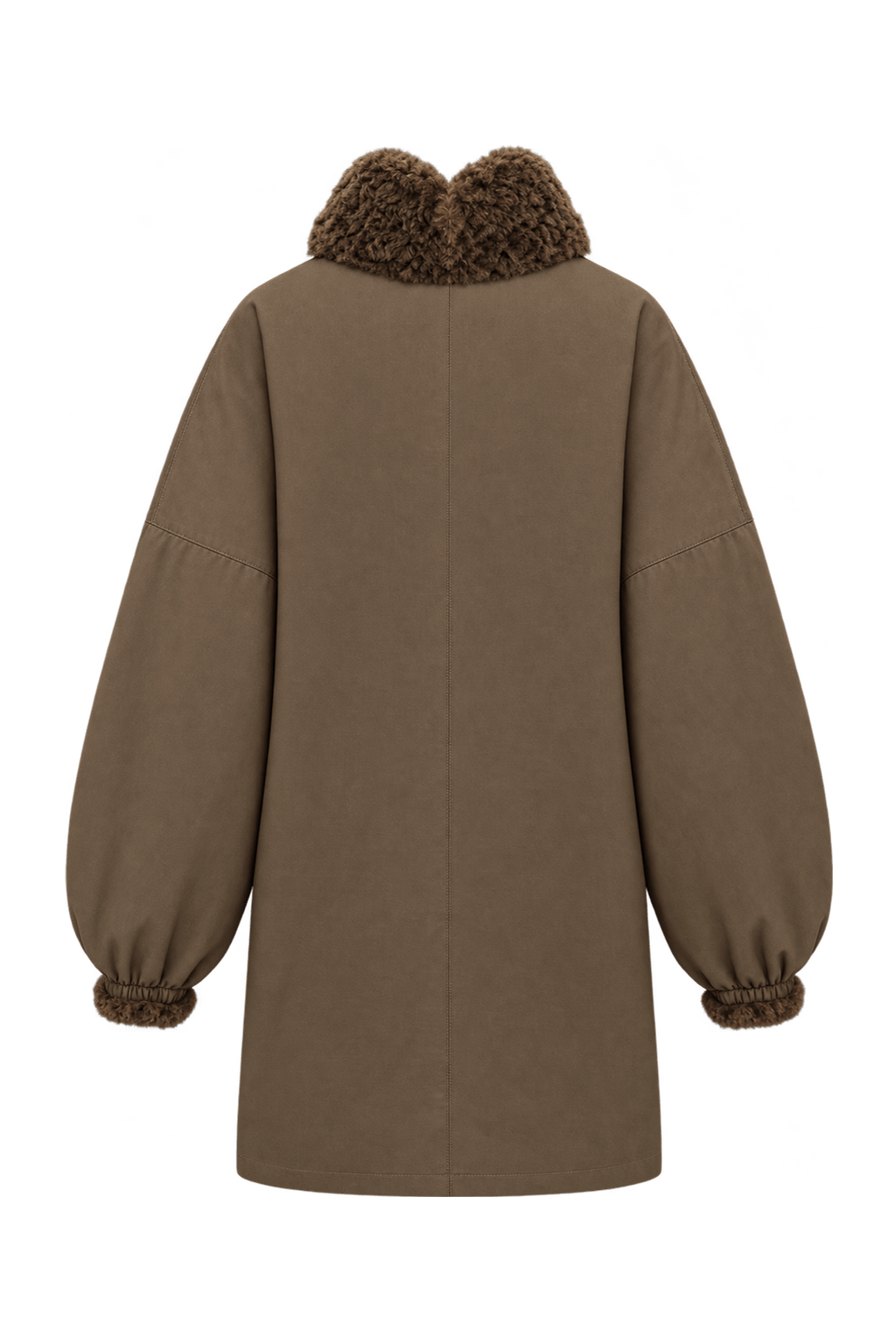 1980s Taupe Brown Woven Coat - Back View