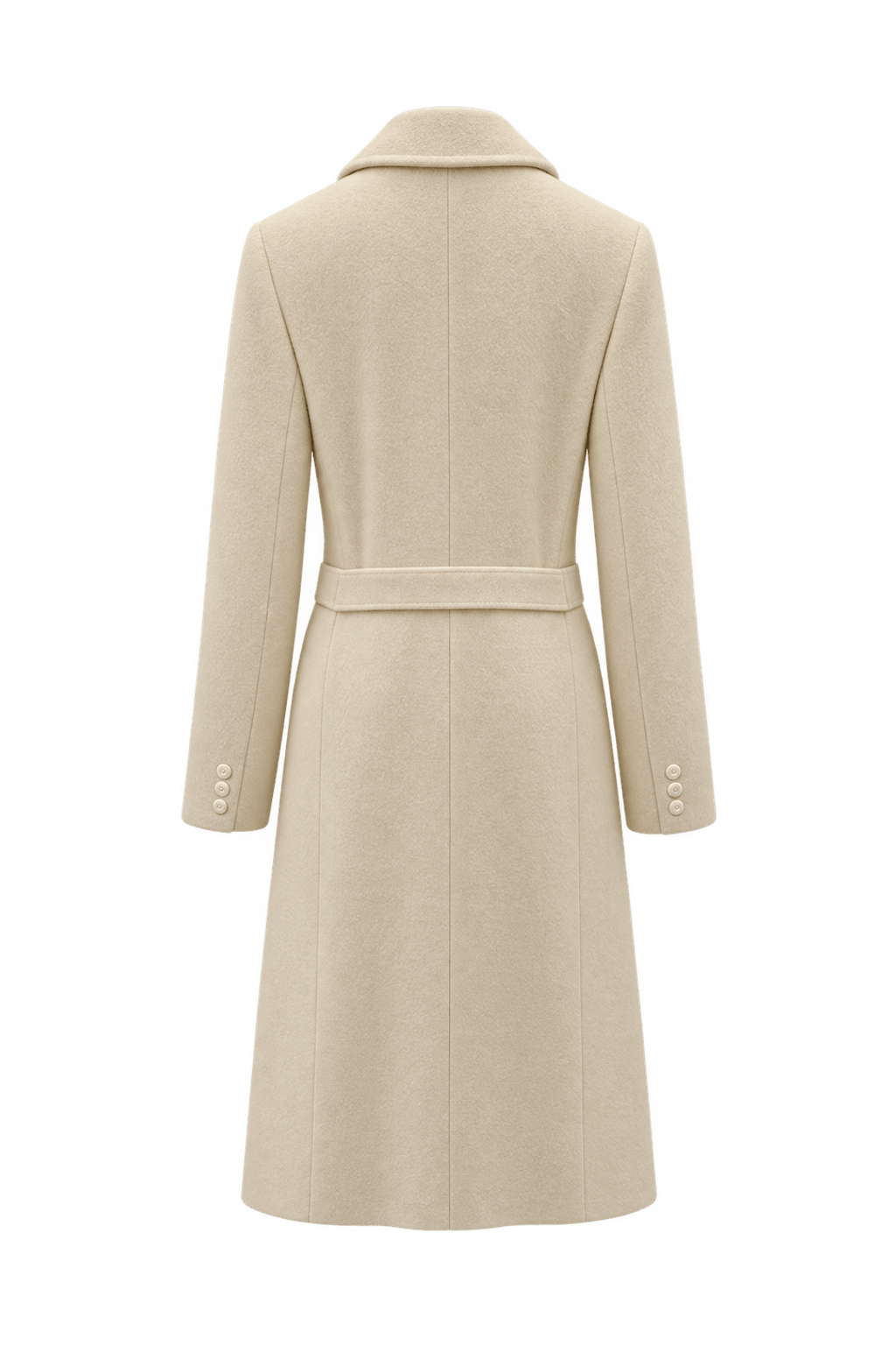 1980s Warm Cream Wool Coat - Back View