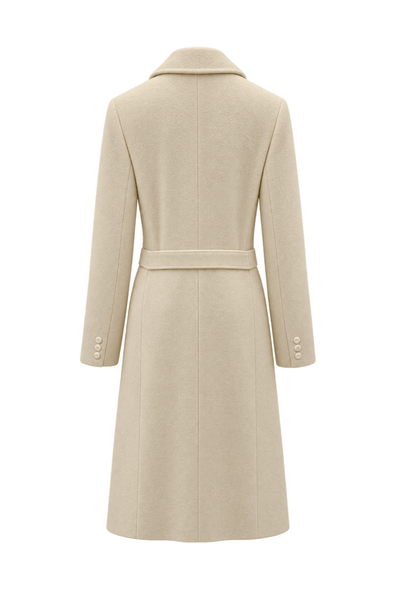 1980s Warm Cream Wool Coat - Back View