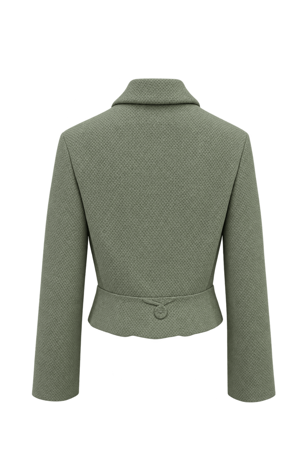 1960s Pale Sage Green Textured Woven Jacket - Back View