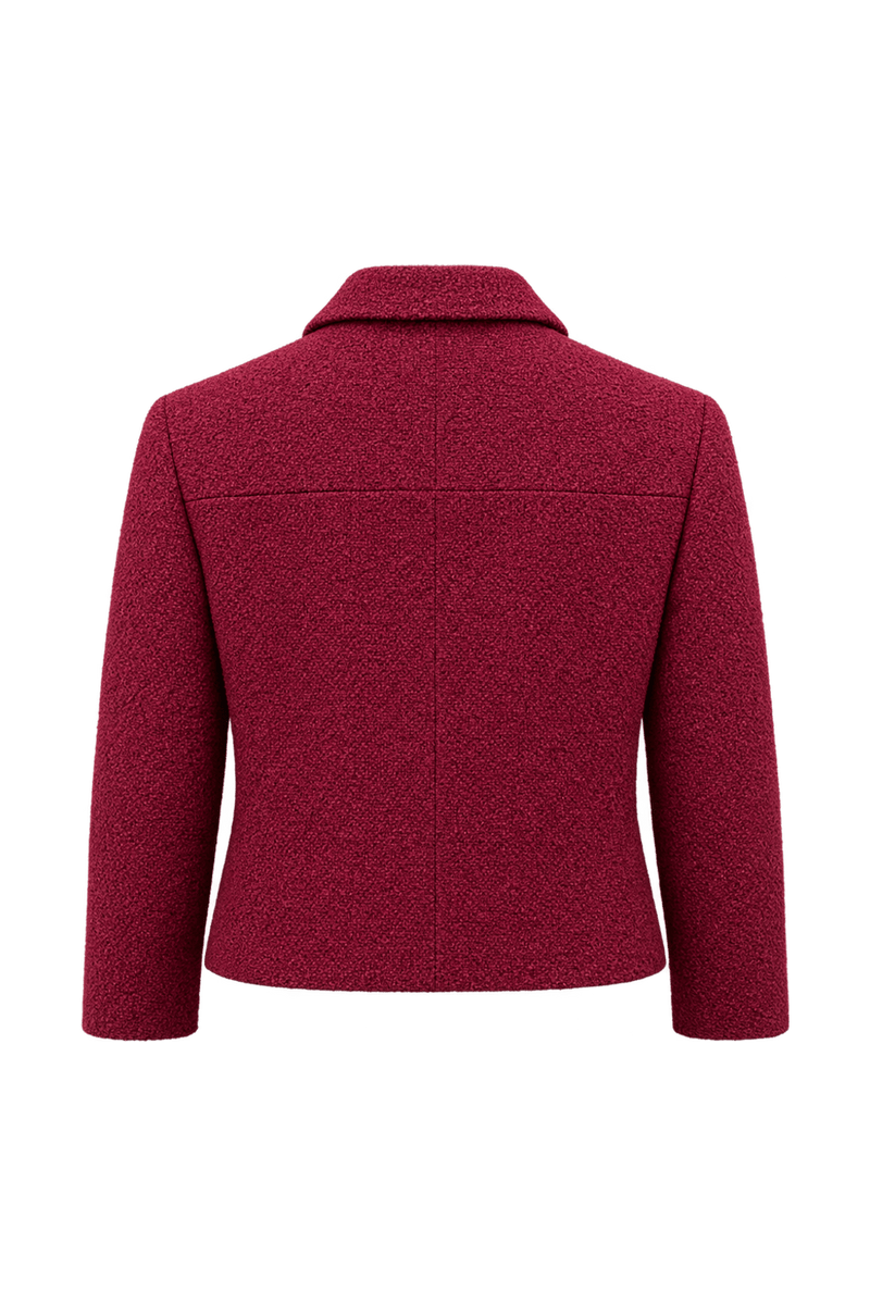 1980s Deep Raspberry Red Textured Jacket - Back View