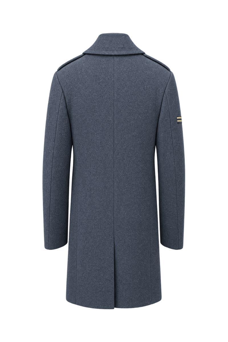 1940s Slate Navy Blue Wool Coat - Back View