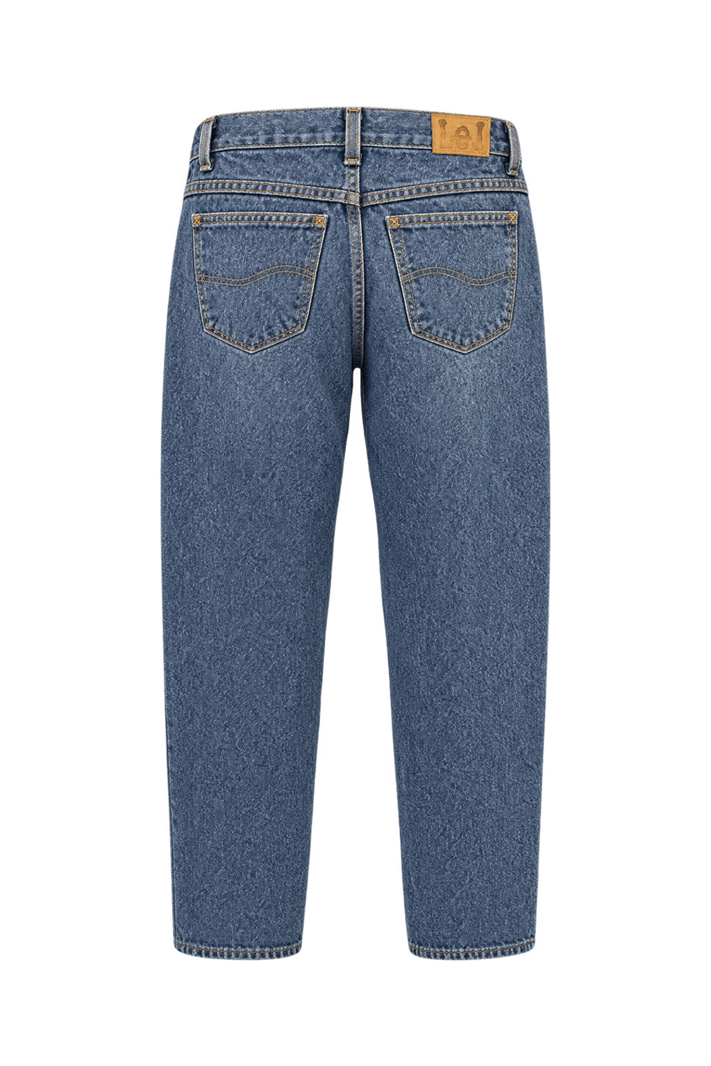 1990s Faded Medium Blue Cotton Denim Jeans - Back View