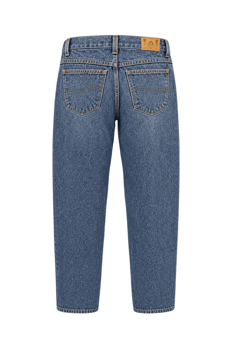 1990s Faded Medium Blue Cotton Denim Jeans - Back View