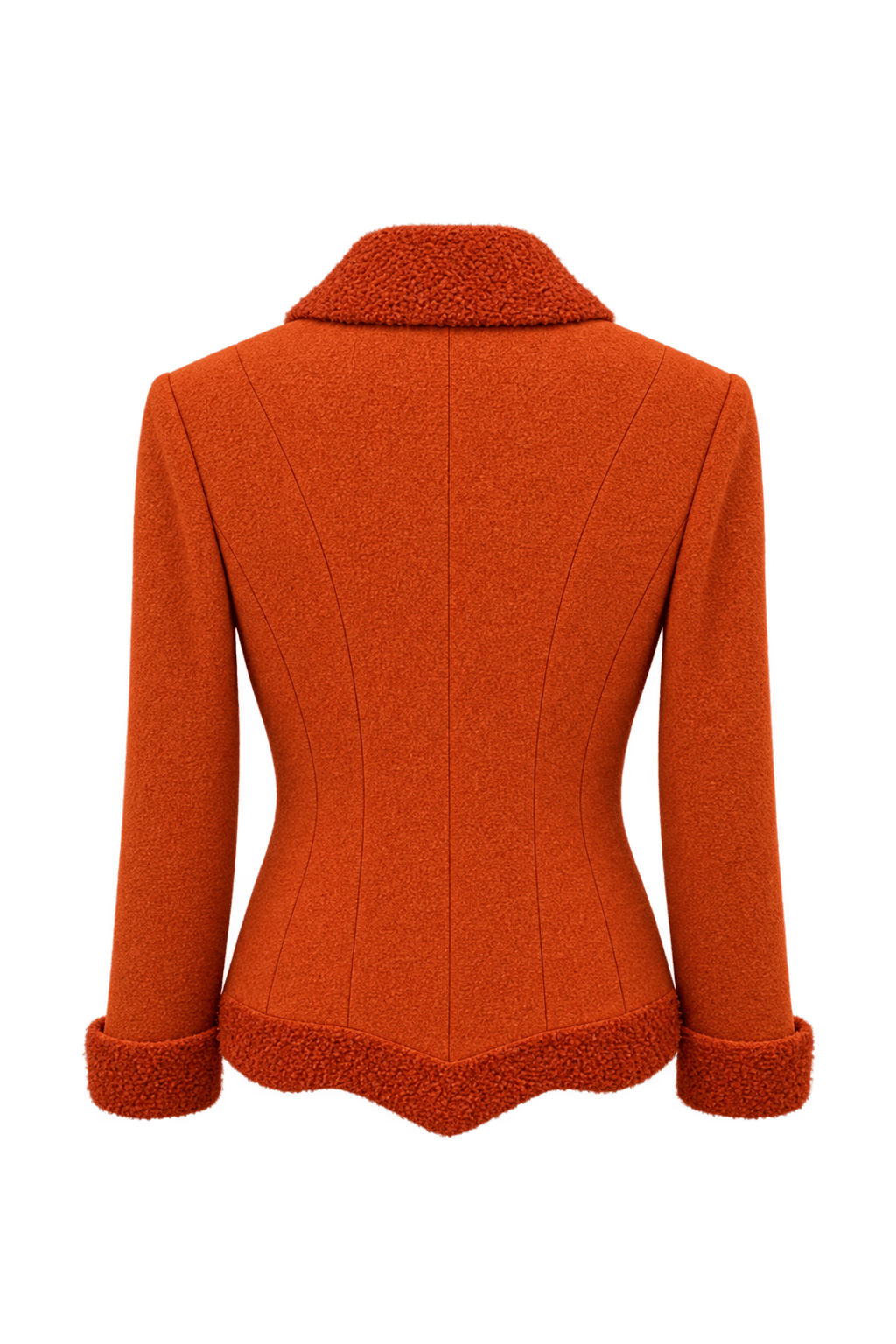 1980s Vivid Orange Woven Fabric Jacket - Back View